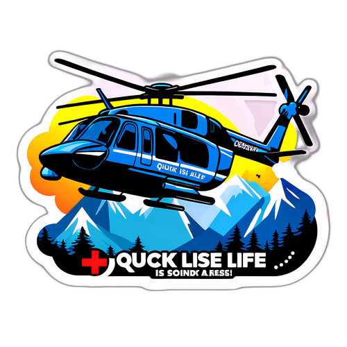 Een sticker van een helikopter die is aangekomen bij een ongeluk