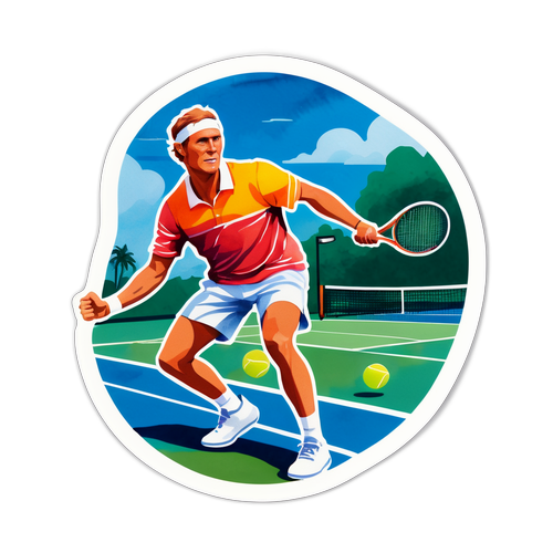 Watercolor-style Cliff Drysdale Tennis Sticker