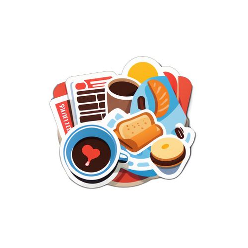 朝の必需品のミニアイコンステッカー