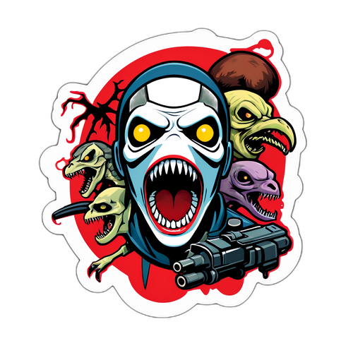 Autocollant inspiré de la série Resident Evil avec des créatures fantastiques