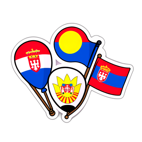 Kibandiko cha Kufurahisha Kikiwemo Bendera za Serbia na Andorra