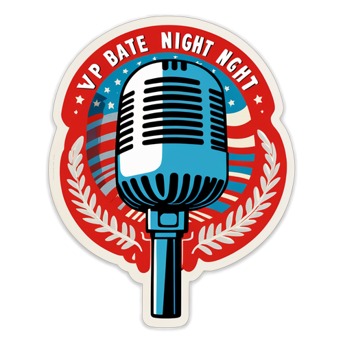 Rev Up the Rhetoric: Join the Excitement of VP Debate Night with Our Vintage Microphone Sticker!