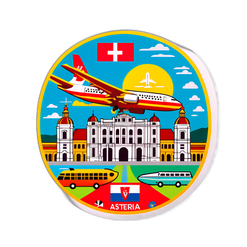 Illustrative Aufkleber für den Flughafen Wien