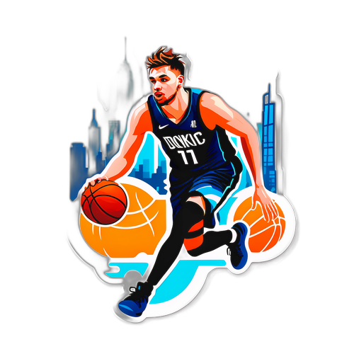 Artistikong Pagsasalarawan ni Luka Doncic na Nagdribble ng Basketball