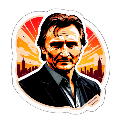 Vintage-stil klistermærke af Liam Neeson
