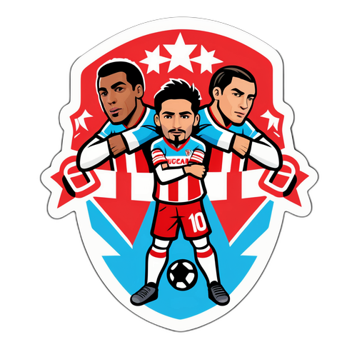 Sticker representando la unidad en un partido de fútbol entre Estudiantes y Huracán