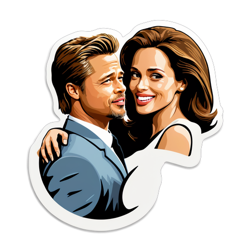 Morosom klistremerke av Brad Pitt med en subtil antydning til Angelina Jolie