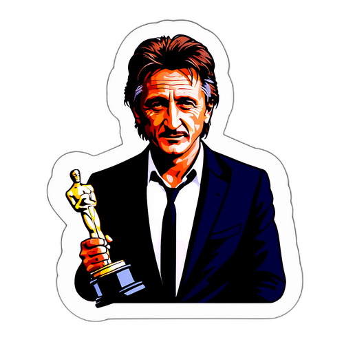 Dramatisk klistermärke av Sean Penn med Oscarstatyett