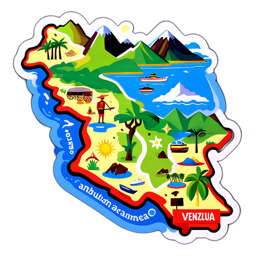 En illustrerad karta över Venezuela