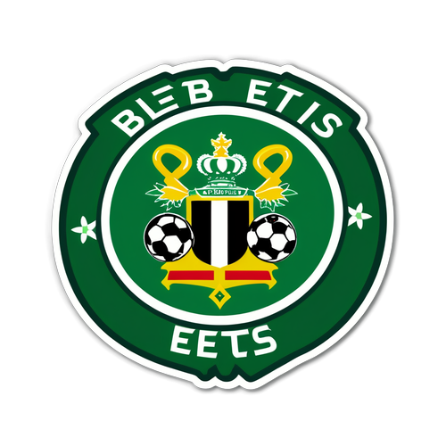 Samolepka s logem Real Betis a fotbalovými prvky