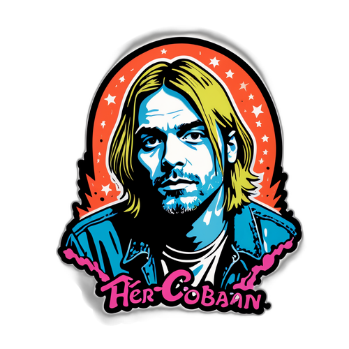 מדבקת קורט קוביין בסגנון גרנג'