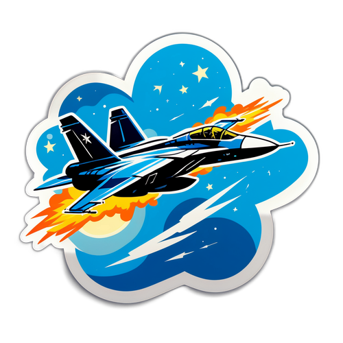 Наліпка з військовим літаком MiG-31K у динамічному злеті