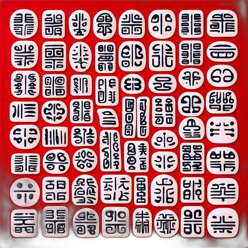 古代甲骨文角色創意拼貼圖案