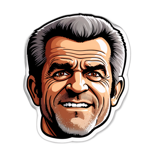 Autocolant cu Mel Gibson în stil caricatural