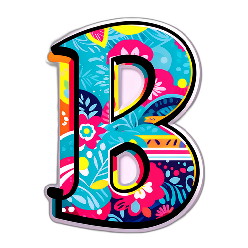 מדבקה צבעונית עם האות "ב"
