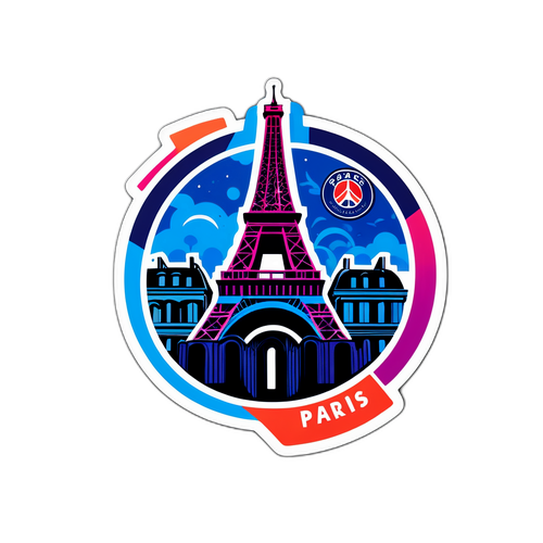 Autocolant cu fundal urban parizian și logo PSG