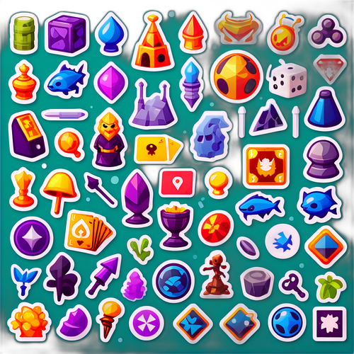 전략 보드 게임 아이콘 및 캐릭터 테마의 스티커