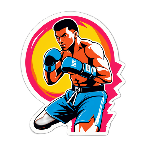 Kickboxerský nálepka s bojovníkem v akci