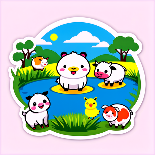 Stiker Piyu Padi di Sawah