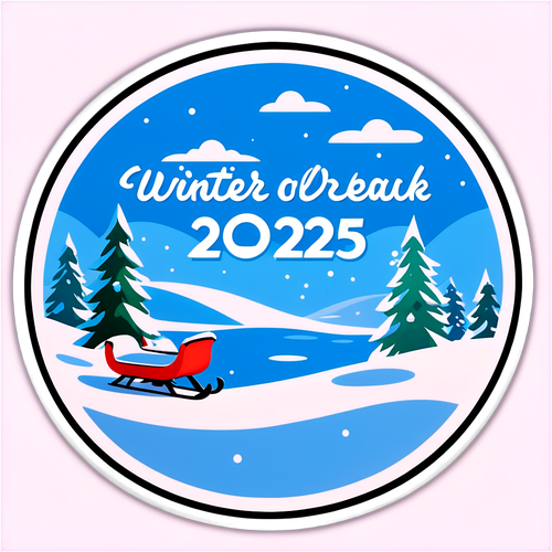 Pejzaż zimowy z napisem "Winter Break 2025 Pomerania"