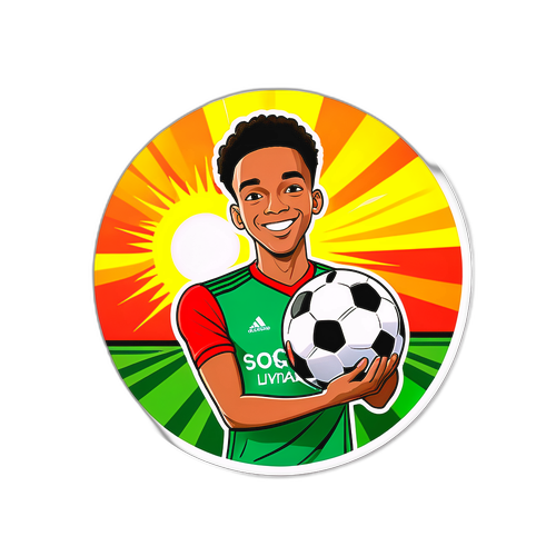Trent Alexander-Arnold cu mingea de fotbal sub soare