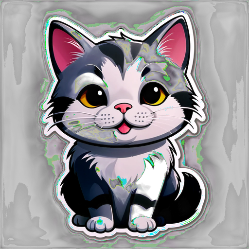 Unleash Cuteness: The Adorable Silver Gradient Cat Sticker You Can’t Resist!