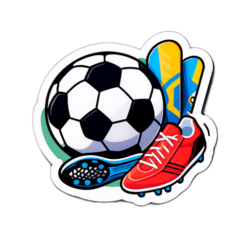 สติกเกอร์น่ารักของลูกฟุตบอลและอุปกรณ์กีฬา