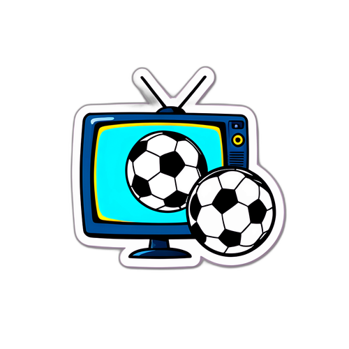 Sticker cu mingea de fotbal și televizorul