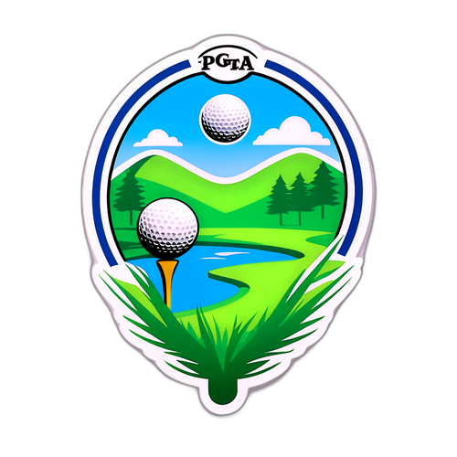 Stiker PGA Tour dengan Bola Golf