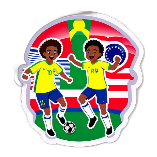 Lively Soccer Match Sticker: Brazil vs. Paraguay