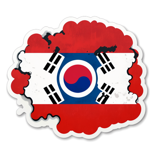 Aufkleber mit südkoreanischer Flagge und grunge Hintergrund