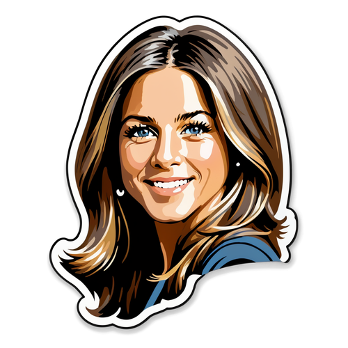 Adesivo in Stile Nostalgico con Look Iconici di Jennifer Aniston