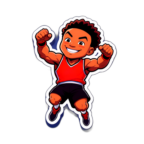 Sticker van Baki Zebo die hoog springt