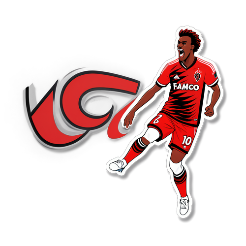 Desenho de jogador do Flamengo em ação