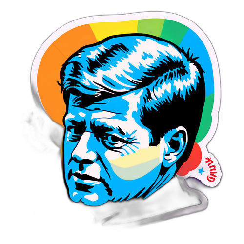 Adesivo Colorido com Silhueta de John F. Kennedy
