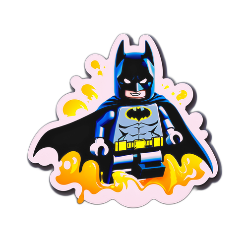Autocollant Lego Batman avec une cape flottante et le logo Gotham