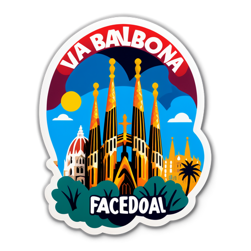 Sticker cu peisaj urban din Barcelona