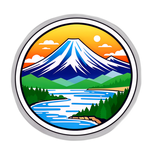 美しい北海道の風景ステッカー