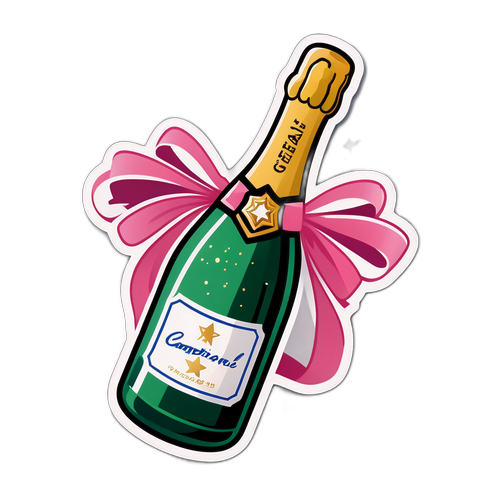 בקבוק שמפניה מבריק עם סרט