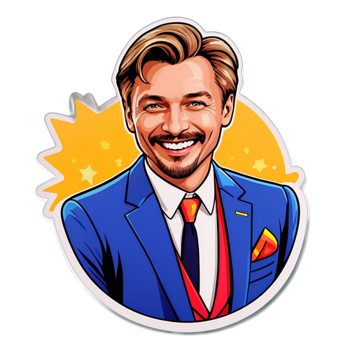 Наклейка с Николаем Басковым, улыбающимся на сцене