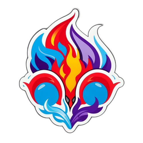 Sticker Dramatis Mainz vs Fiorentina dengan Motif Api dan Ais