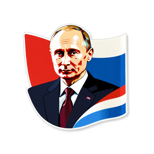 Kuasa dan Kepimpinan: Stiker Menarik Putin di Latar Belakang Bendera Rusia!