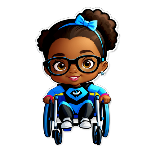 Superhero Little Black Girl in Wheelchair with Glasses