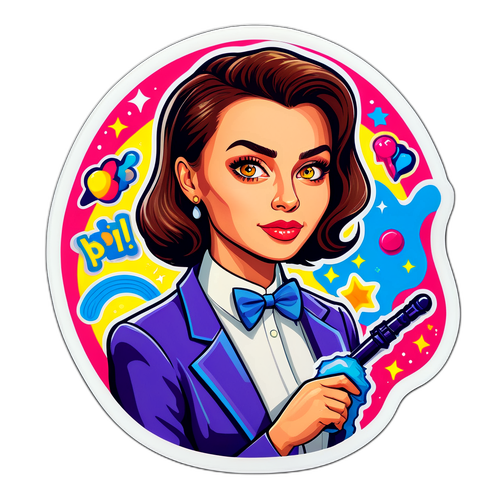 Смешная наклейка с портретом Ирины Горбачевой и элементами поп-культуры