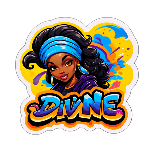 สติ๊กเกอร์ที่มีชื่อ Divine Mukasa สไตล์กราฟฟิตี