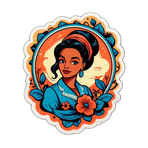 Autocollant de Natacha Amal avec illustration vintage