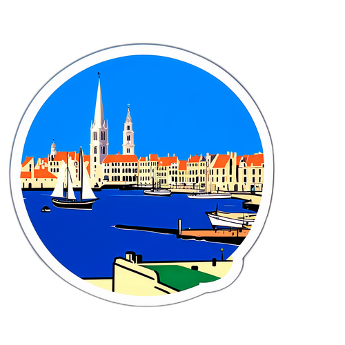 Sticker mit der Silhouette des Hafens von La Rochelle
