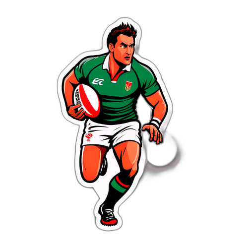 Autocollant illustrant Fabien Galthié en action sur le terrain de rugby