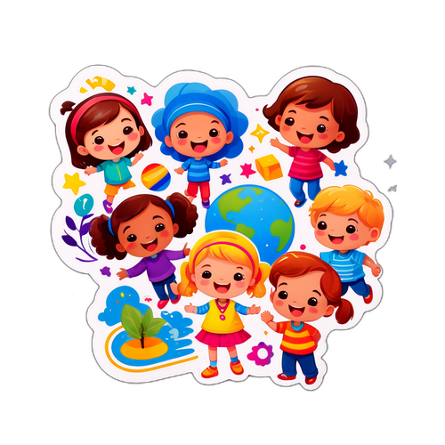 儿童成长的快乐学习氛围贴纸