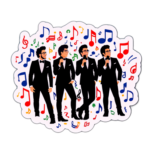 Diseño de Il Volo cantando en un escenario